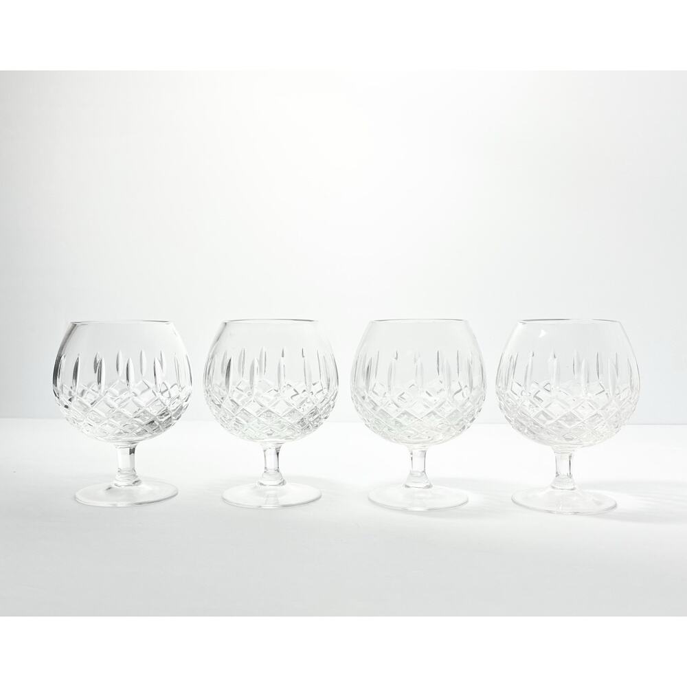 1980s 4 Vintage Crystal Brandy Snifter Glasses 4.5” 8oz Crisscross Cuts Barware - Picture 2 of 7